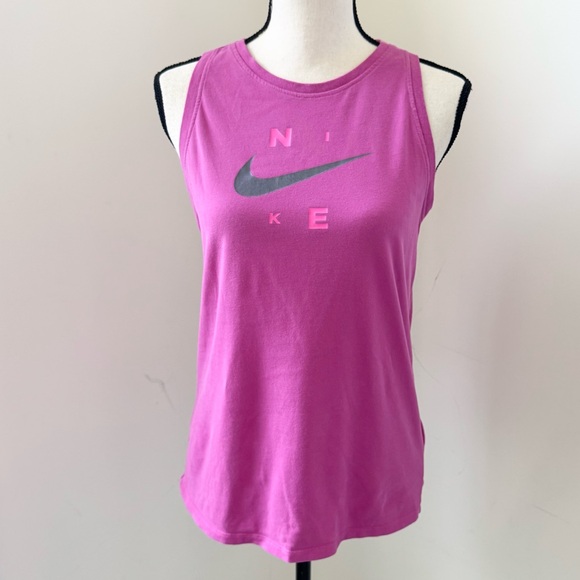 Nike Athletic Cut Tank Tee S Athleisure Swoosh Pink Sleeveless Sportcore Workout - Picture 1 of 10
